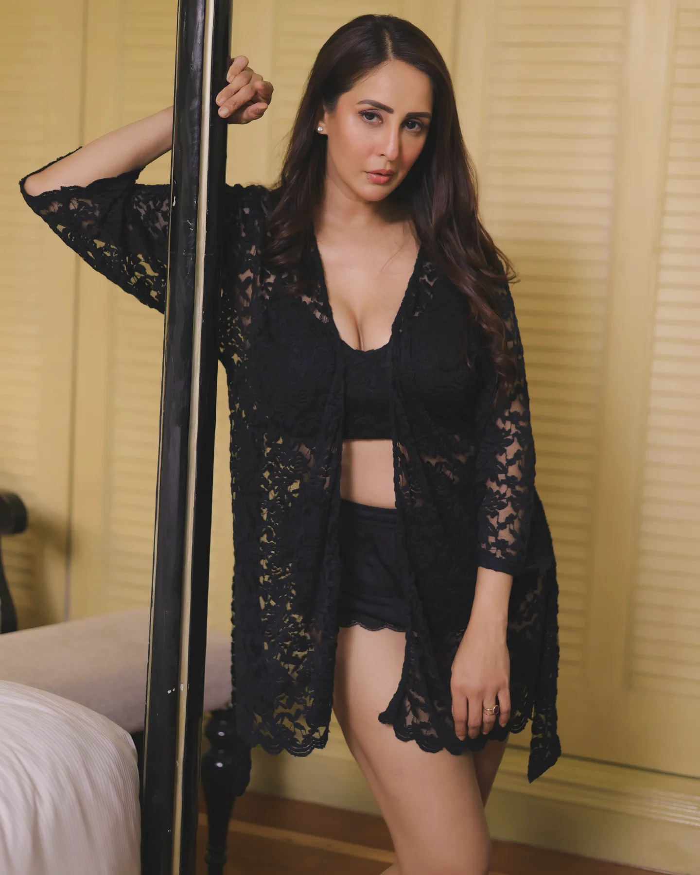 Luxury Lace Robe: Celebrity Endorsement By Khanna Discover how Chahat Khanna elevates sleepwear with Ammarzo's luxurious lace creation now!!