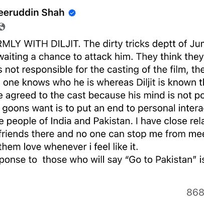 Shah Defends Dosanjh Amid Casting Controversy